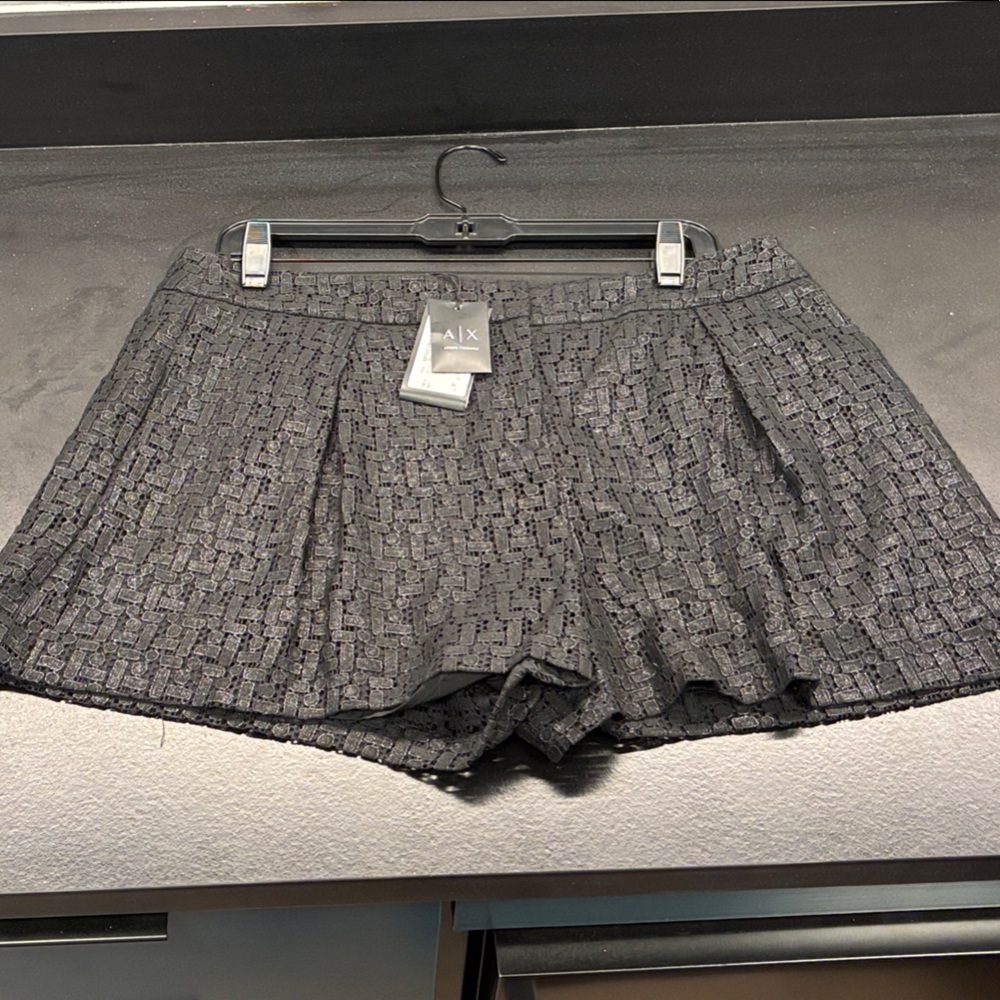 NWT- Armani Exchange Black Textured High Dress Shorts